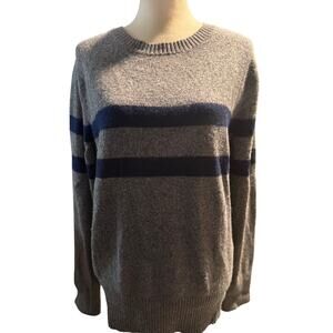 Banana Republic Merino Wool Blend Sweater, Gray Navy Striped, Men's Large